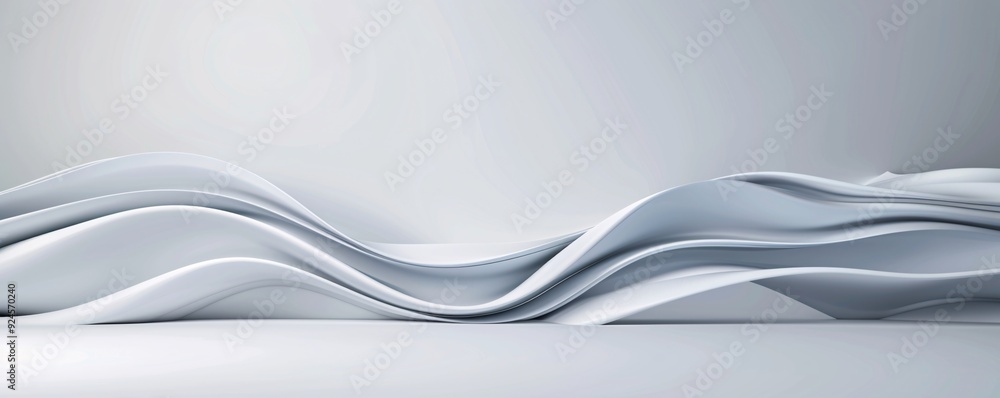 Poster a minimalistic 3d background with soft, undulating waves and gradients. the composition offers plent