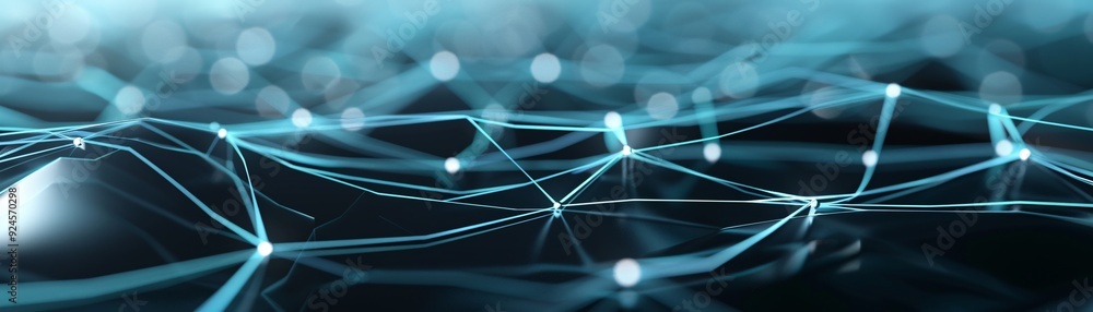 Aufkleber a futuristic 3d landscape with interconnected nodes and lines, representing technology and connectiv