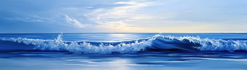 Obraz premium Abstract Oil Painting of a Blue Ocean Wave