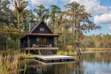 Obraz premium Cabin on the Lake
