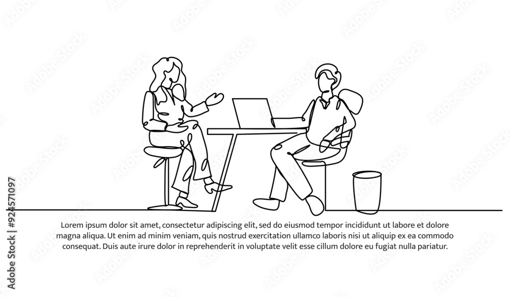 Poster continuous one line design of currently doing a podcasts. minimalist style vector illustration on wh