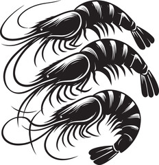 Obraz premium Shrimp Silhouette isolated on white background Minimalist crayfish vector shape