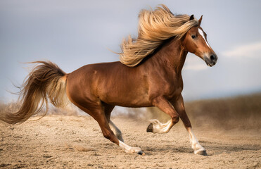 Obraz premium Horse long mane run portrait 