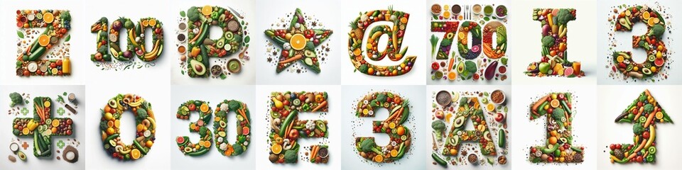 Healthy food Lettering Typeface. AI generated illustration