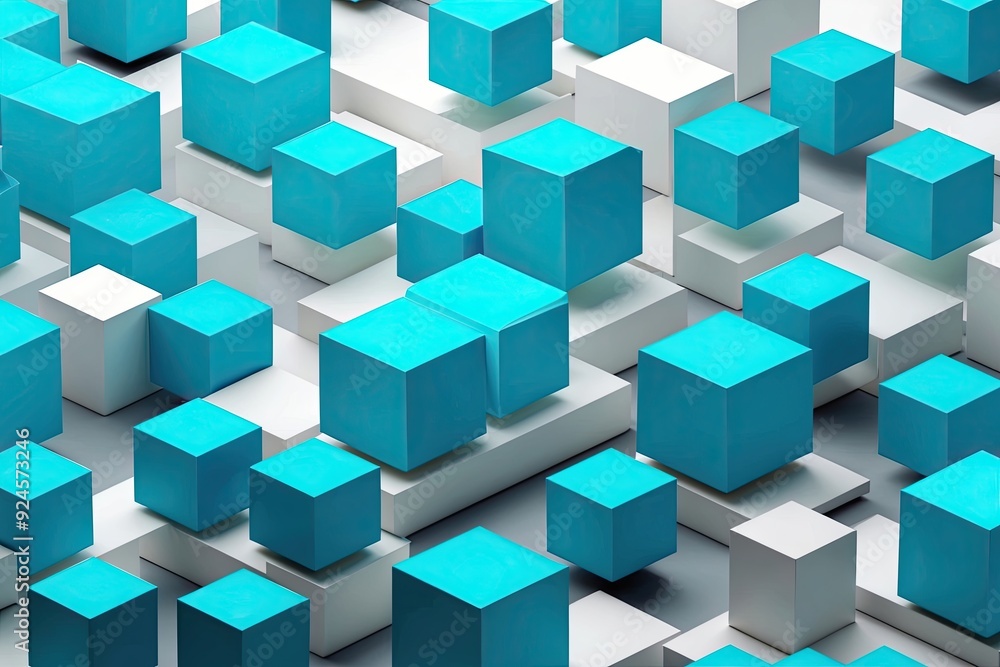 Poster seamless bright cyan cubes and design vectors in a modern abstract environment