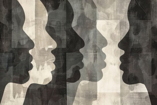 Abstract artwork showing grayscale tones representing discrimination based on skin color