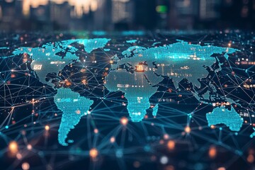 Global Digital Business Network Connection Illustration created with Generative AI