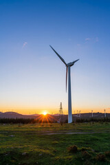 Wind turbines in the evening