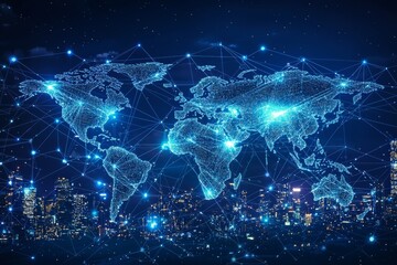 Fototapeta premium Global Digital Business Network Connection Illustration created with Generative AI