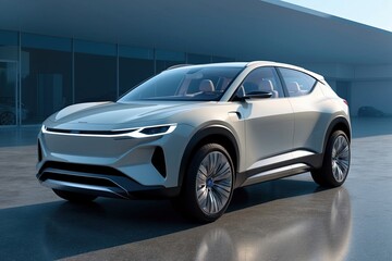 Obraz premium Futuristic Car 3D Render for Vehicle Innovation and Transportation
