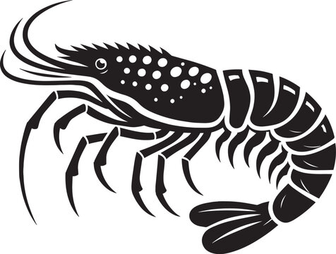 recommend clip art: Shrimp Silhouette isolated on white background Minimalist crayfish vector shape