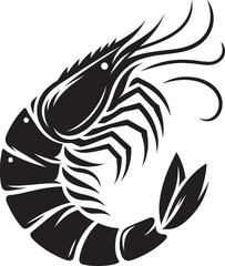Shrimp Silhouette isolated on white background Minimalist crayfish vector shape