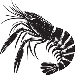 Shrimp Silhouette isolated on white background Minimalist crayfish vector shape