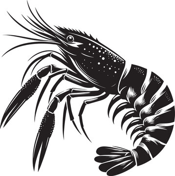 recommend clip art: Shrimp Silhouette isolated on white background Minimalist crayfish vector shape