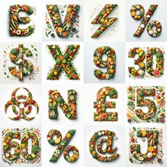 Naklejka premium Healthy food Lettering Typeface. AI generated illustration