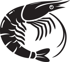 Shrimp Silhouette isolated on white background Minimalist crayfish vector shape
