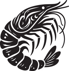 Shrimp Silhouette isolated on white background Minimalist crayfish vector shape