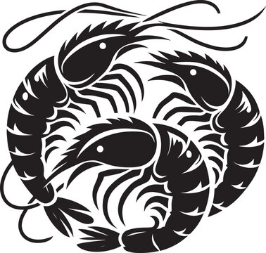 recommend clip art: Shrimp Silhouette isolated on white background Minimalist crayfish vector shape