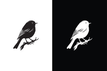Bird icon silhouette vector element for design. Bird silhouette vector illustration black white background.