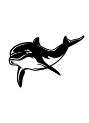 Dolphin | Aquatic Creature | Sea Animal | Intelligent Fish | Marine Life | Wildlife | Cetacean | Ocean Life | Original Illustration | Vector and Clipart | Cutfile and Stencil