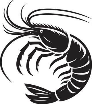 recommend clip art: Shrimp Silhouette isolated on white background Minimalist crayfish vector shape