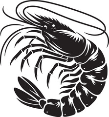 Shrimp Silhouette isolated on white background Minimalist crayfish vector shape