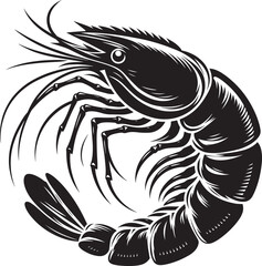 Shrimp Silhouette isolated on white background Minimalist crayfish vector shape
