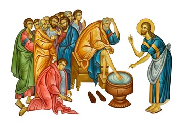 Obraz premium Maundy. Illustration in Byzantine style on white background