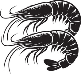 Shrimp Silhouette isolated on white background Minimalist crayfish vector shape