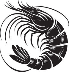 Obraz premium Shrimp Silhouette isolated on white background Minimalist crayfish vector shape