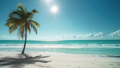 Obraz premium Palm Tree on a Tropical Beach