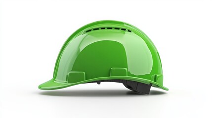 Single green protective helmet isolated on a white background