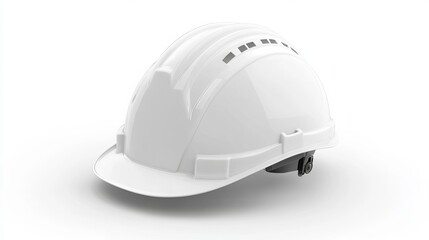 Single white protective helmet isolated on a white background