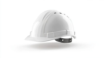 Fototapeta premium Single white protective helmet isolated on a white background