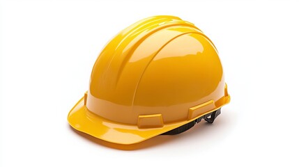 Fototapeta premium Single yellow protective helmet isolated on a white background