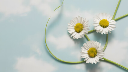 Daisies on Soft Blue Background