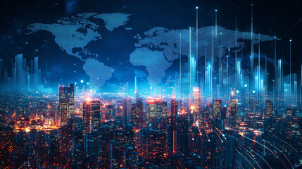Obraz premium Economic policy impacting global market exchanges, with a focus on strategic data