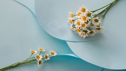 Daisies on Soft Blue Background