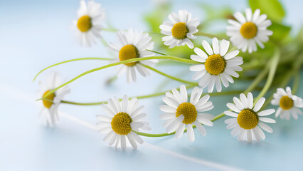 Daisies on Soft Blue Background