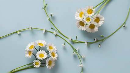 Daisies on Soft Blue Background