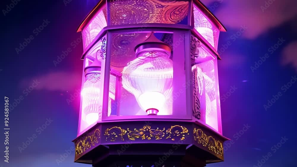 Poster gleaming colors swirl and twirl within the lanterns glass creating a mesmerizing light show in the a