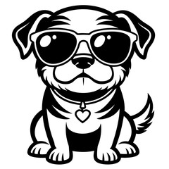 cute dog wearing sunglasses vector,dog silhouette