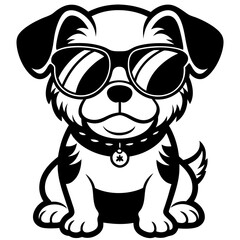 cute dog wearing sunglasses vector,dog silhouette