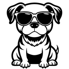 cute dog wearing sunglasses vector,dog silhouette