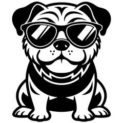 cute dog wearing sunglasses vector,dog silhouette