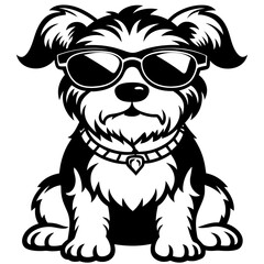 cute dog wearing sunglasses vector,dog silhouette