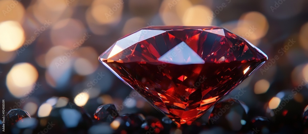Poster a close-up of a sparkling red gemstone