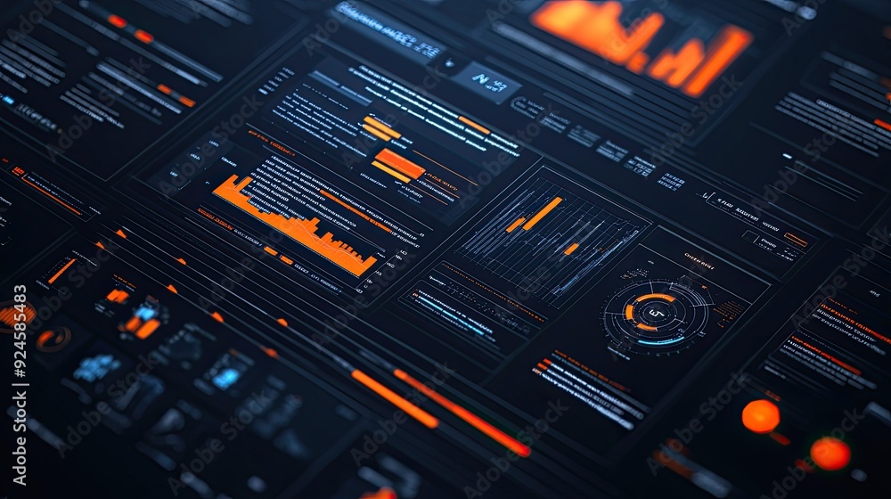 Poster abstract top view of a data visualization interface, with ample copy space on the right.