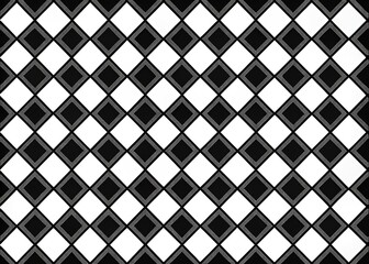 Geometric pattern of alternating black and white squares, creating a striking contrast, ideal for wallpapers, backgrounds, and designs requiring a classic, timeless aesthetic.