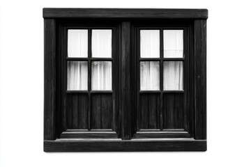 Sleek Black Wooden Window Solitary against a White Background, a Minimalist Art Statement on Simplicity and Elegance. Modern Architectural Aesthetics.